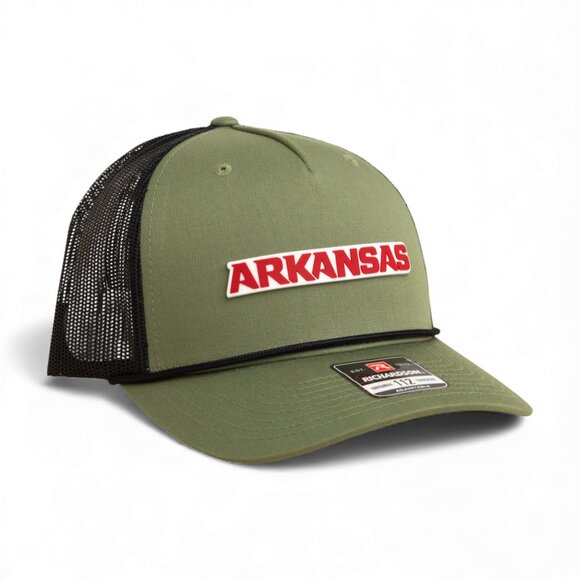 Arkansas Razorbacks ARKANSAS Red 3D Snapback Trucker Rope Hat- Loden/ Black - Picture 1 of 3